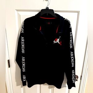 Nike Vintage Air Jordan Jumpman Logo Full Zip Warmup Black Jacket Pockets M